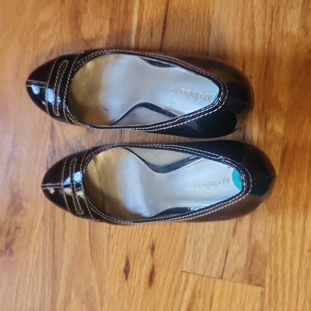 Black patent leather heels